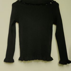 Long Sleeves Black Top Small Size