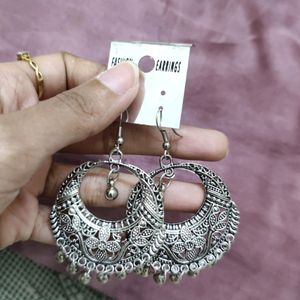 Oxidised Silver Jhumkas Set Of 2