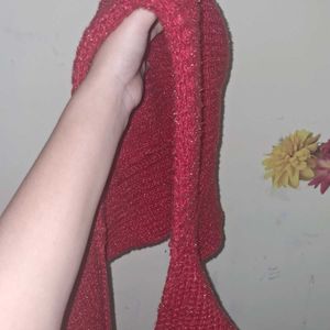 Red Winter Shawl Cap