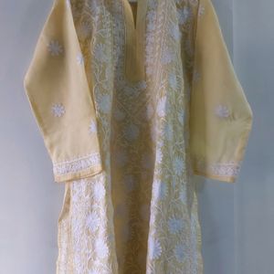 Light Yellow Chikan Kurta