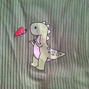 Cute Dino Print Crop Top