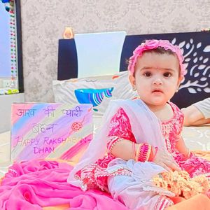 Pink Anarkali Kurta Pyajama For Kids