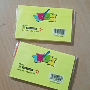 Sticky Notes , 2 Packets , 2x100 Sheets , Size- 3 in x 5 in