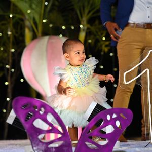 Lil Drama Baby Flared Party Dress And Gold Shoes