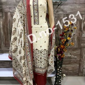 Cotton Embroidery Dress Material