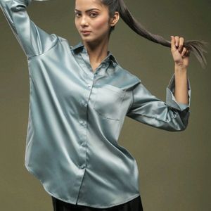 Premium MADAME Grey Silk Baggy Shirt