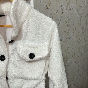 White Fur Cropped Jacket