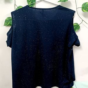 Bare Cold Shoulder Shimmer Top