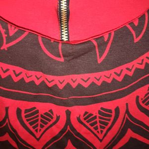 Red Black Kurti Top For Women & Girls