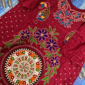 Red Colour Printed Kurti,Rajasthani print