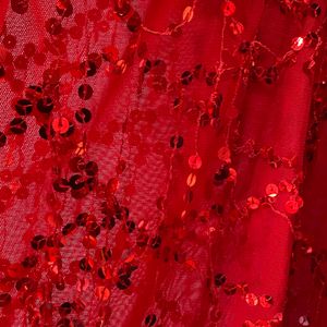 Red Party/ Dancing Padded Sequins Sheer Dress