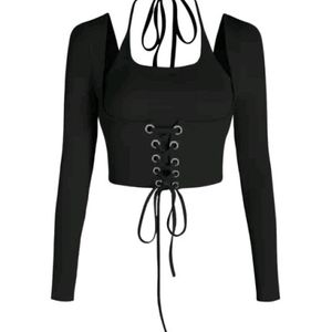 Corset Type Black Halterneck Top