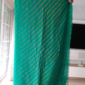 Green Saree With Blouse Piece