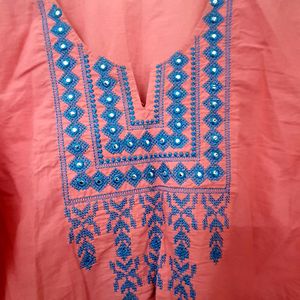 Pink Blue Cotton Kurta