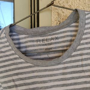 Max White And Grey Striped Tshirt For Summer