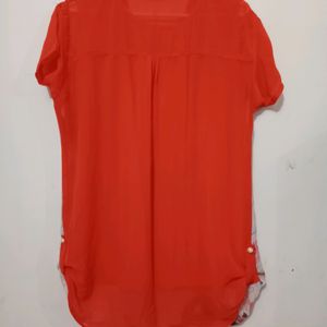 Women Red Long Top With Inner Hosery