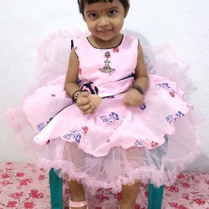 Pink Party Wear Frock For Baby Girl