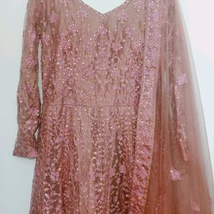 Elegant Rose Gold Anarkali Gown