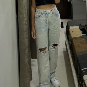 Ripped Wide Leg Jeans