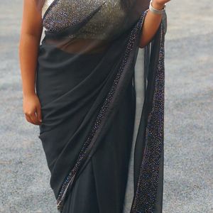 Complete New Black Saree With Its Original Blouse