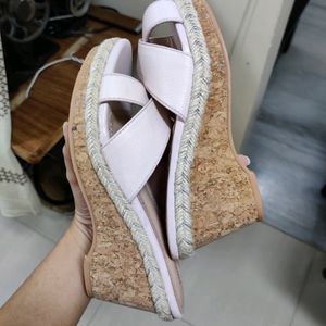 Light pink platform wedges