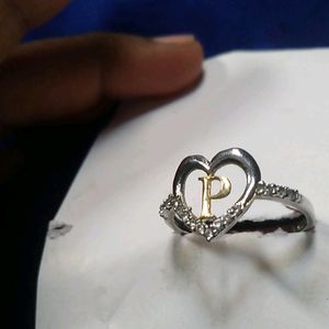 P Initial Silver Ring