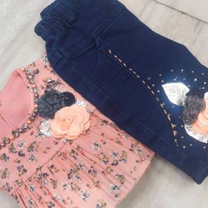 Peach Colour Top  With Jeans