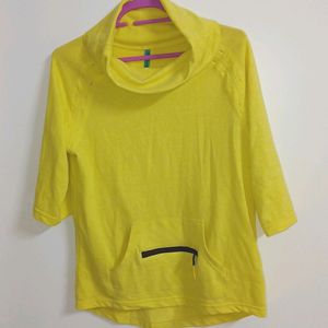 Branded Turtle Neck Yellow Sweatshirt