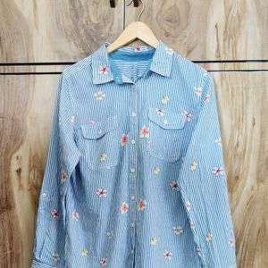 Sky Blue Cotton Printed Shirt Size-42