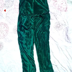 Green Velvet Jumpsuit.