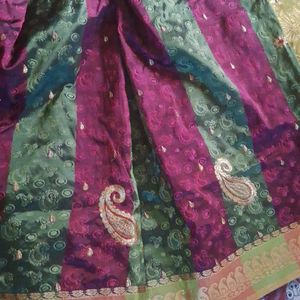 Maroon And Green Silk Saree