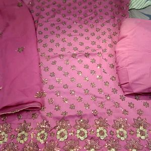 Pink Embroidered Suit For Festive On Eid