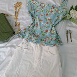 y2k Lettuce Hem Floral Top