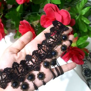 Black Fabric Lace Chokers Stylish Necklace