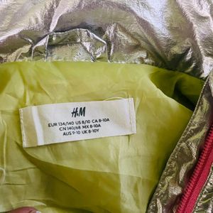 H&M silver metalic hooded jacket