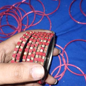 Beautiful Red Metal Bangles & Kadha