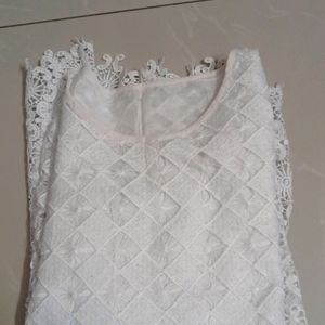 White Tunic Netted Top