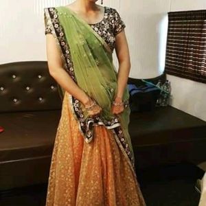 Peach & Green Lehnga Set