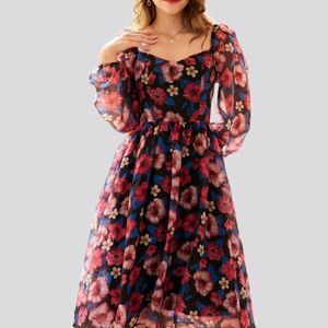 URBANIC FLORAL PRINT MIDI DRESS