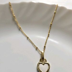 Korean Double Sided Heart Pendant chain Necklace