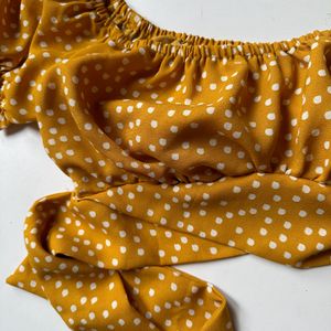 Mustard Polka Dotted Crop Top