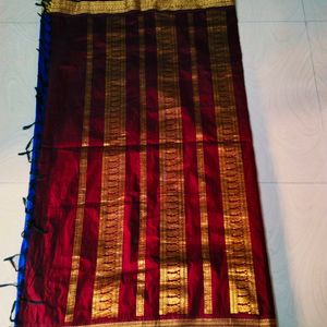 Blue colour cotton blend Pure Gadwal saree