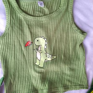 Cute Dino Print Crop Top