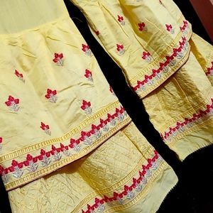 Yellow Sharara Suit With Dupatta 36 Bust