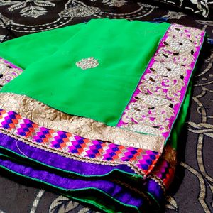 Heavy Designer Pink And Green Saree