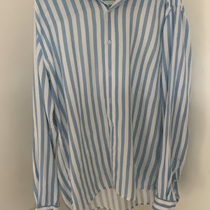 White And Blue Cotton Silk Shirt (Men)