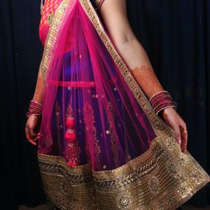 Beautiful Blue And Pink Bridal Lehenga