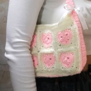 Cute Crochet Heart Shoulder Bag