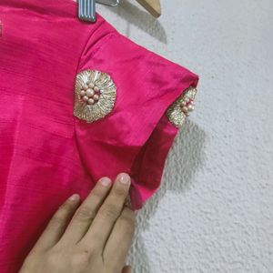 Raw Silk Blouse With Pearl And Gotta Work