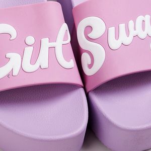 Typographic Printed Slides Slippers